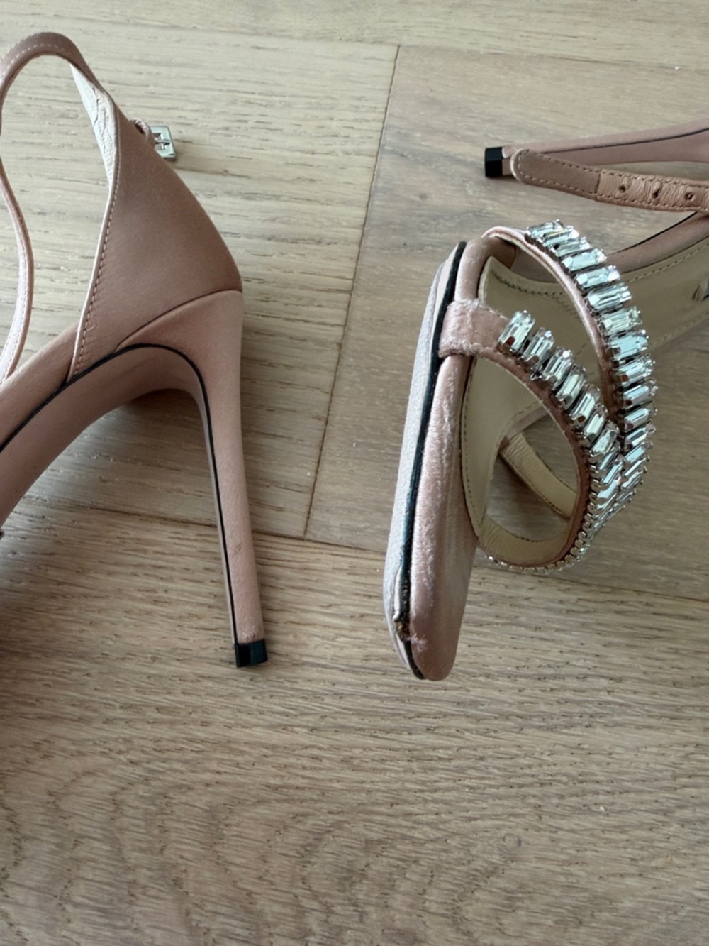 Prada Rose Gold Crystal-Strap Stiletto Sandals - Picture 8 of 10